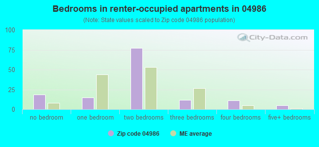 Bedrooms in renter-occupied apartments in 04986 