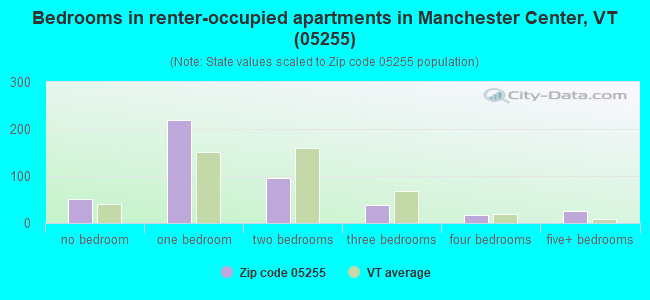 Bedrooms in renter-occupied apartments in Manchester Center, VT (05255) 
