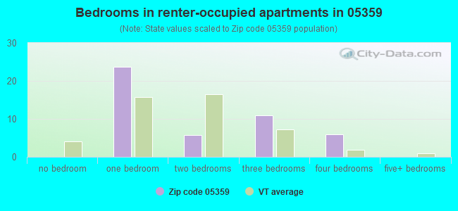 Bedrooms in renter-occupied apartments in 05359 
