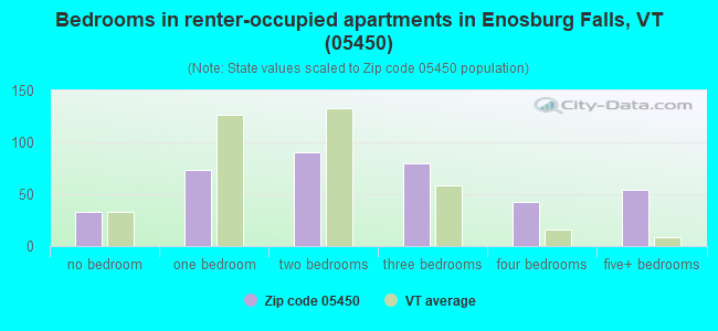 Bedrooms in renter-occupied apartments in Enosburg Falls, VT (05450) 