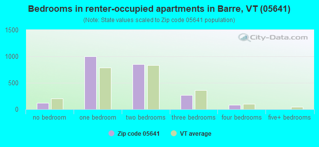 Bedrooms in renter-occupied apartments in Barre, VT (05641) 