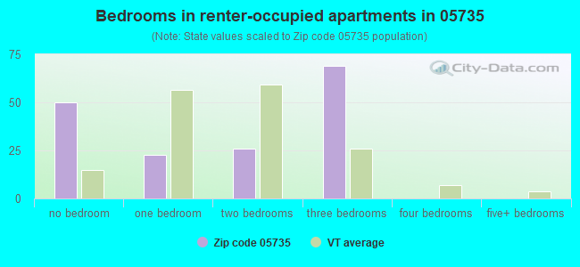 Bedrooms in renter-occupied apartments in 05735 