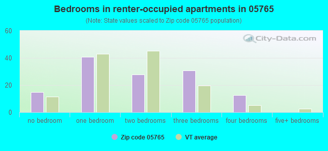 Bedrooms in renter-occupied apartments in 05765 