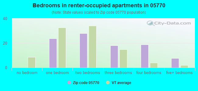 Bedrooms in renter-occupied apartments in 05770 