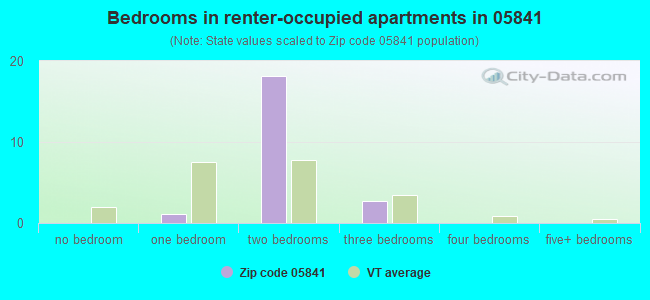 Bedrooms in renter-occupied apartments in 05841 