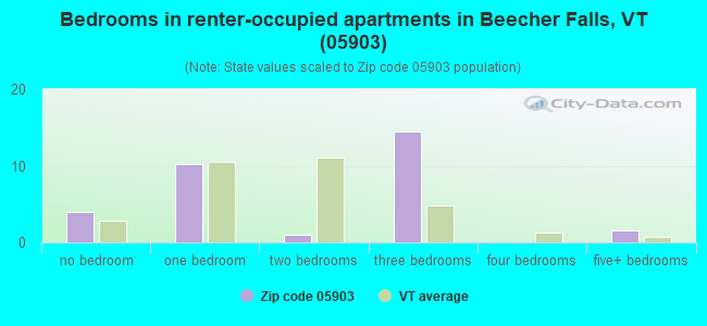 Bedrooms in renter-occupied apartments in Beecher Falls, VT (05903) 