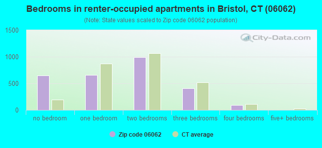 Bedrooms in renter-occupied apartments in Bristol, CT (06062) 