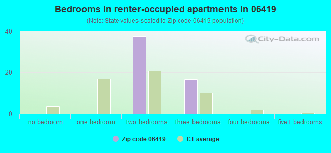 Bedrooms in renter-occupied apartments in 06419 