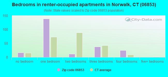 Bedrooms in renter-occupied apartments in Norwalk, CT (06853) 