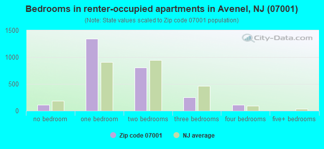 Bedrooms in renter-occupied apartments in Avenel, NJ (07001) 