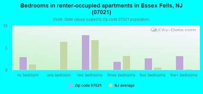 Bedrooms in renter-occupied apartments in Essex Fells, NJ (07021) 