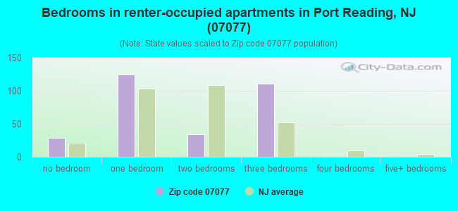 Bedrooms in renter-occupied apartments in Port Reading, NJ (07077) 