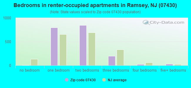 Bedrooms in renter-occupied apartments in Ramsey, NJ (07430) 