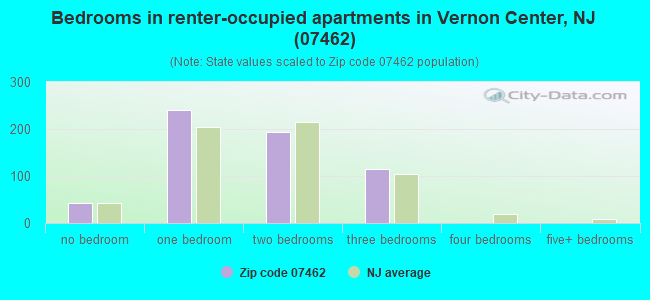 Bedrooms in renter-occupied apartments in Vernon Center, NJ (07462) 