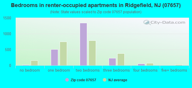 Bedrooms in renter-occupied apartments in Ridgefield, NJ (07657) 