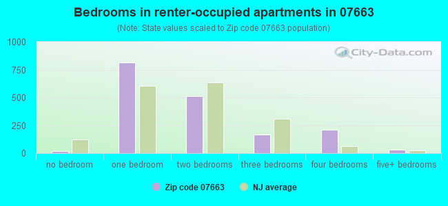 Bedrooms in renter-occupied apartments in 07663 
