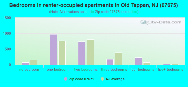 Bedrooms in renter-occupied apartments in Old Tappan, NJ (07675) 