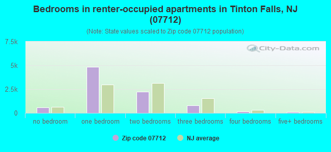 Bedrooms in renter-occupied apartments in Tinton Falls, NJ (07712) 