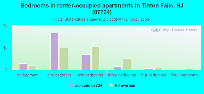 Bedrooms in renter-occupied apartments in Tinton Falls, NJ (07724) 