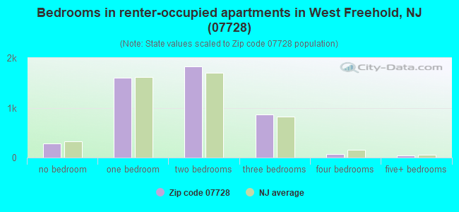 Bedrooms in renter-occupied apartments in West Freehold, NJ (07728) 