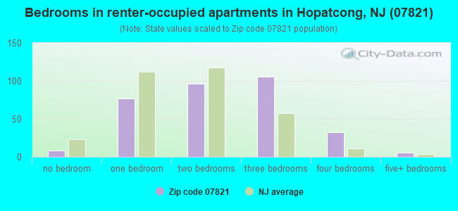 Bedrooms in renter-occupied apartments in Hopatcong, NJ (07821) 