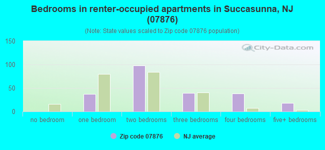 Bedrooms in renter-occupied apartments in Succasunna, NJ (07876) 