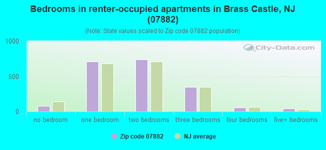 Bedrooms in renter-occupied apartments in Brass Castle, NJ (07882) 