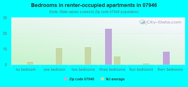 Bedrooms in renter-occupied apartments in 07946 