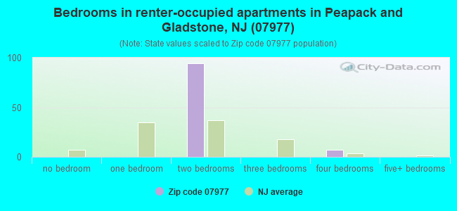 Bedrooms in renter-occupied apartments in Peapack and Gladstone, NJ (07977) 