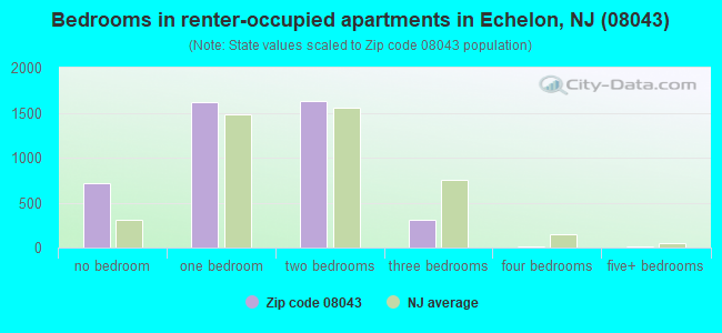 Bedrooms in renter-occupied apartments in Echelon, NJ (08043) 