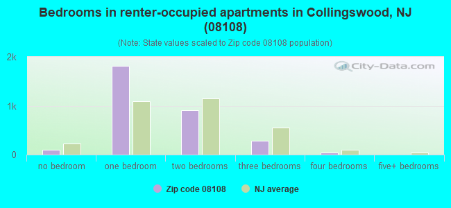 Bedrooms in renter-occupied apartments in Collingswood, NJ (08108) 