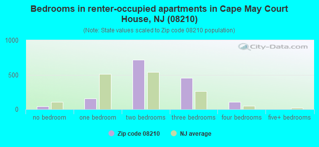Bedrooms in renter-occupied apartments in Cape May Court House, NJ (08210) 