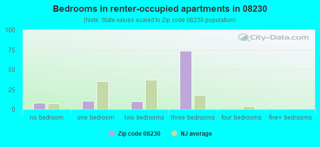 Bedrooms in renter-occupied apartments in 08230 