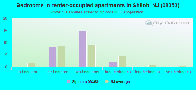 Bedrooms in renter-occupied apartments in Shiloh, NJ (08353) 