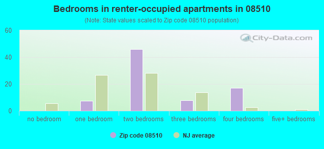 Bedrooms in renter-occupied apartments in 08510 