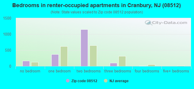 Bedrooms in renter-occupied apartments in Cranbury, NJ (08512) 