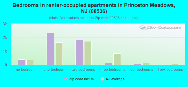 Bedrooms in renter-occupied apartments in Princeton Meadows, NJ (08536) 