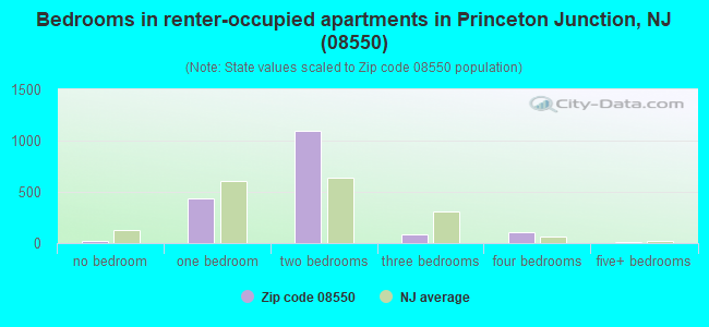 Bedrooms in renter-occupied apartments in Princeton Junction, NJ (08550) 