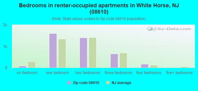 Bedrooms in renter-occupied apartments in White Horse, NJ (08610) 