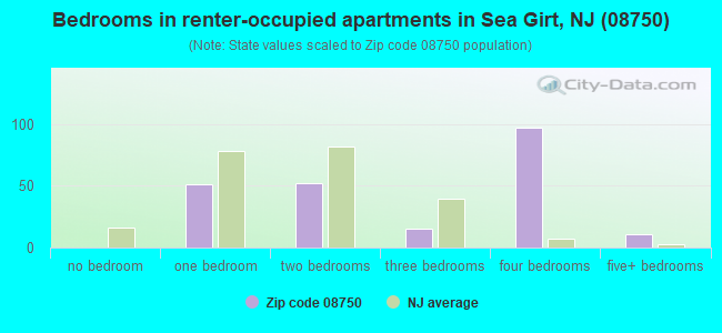 Bedrooms in renter-occupied apartments in Sea Girt, NJ (08750) 
