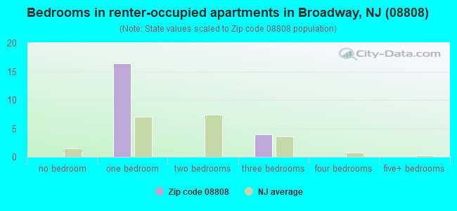 Bedrooms in renter-occupied apartments in Broadway, NJ (08808) 