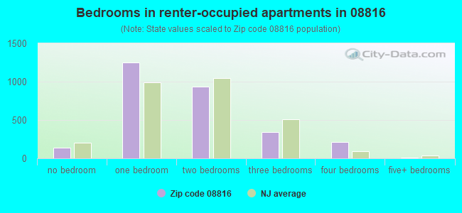 Bedrooms in renter-occupied apartments in 08816 