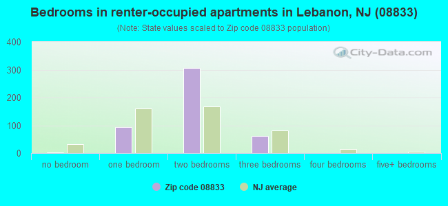 Bedrooms in renter-occupied apartments in Lebanon, NJ (08833) 