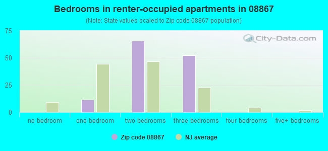Bedrooms in renter-occupied apartments in 08867 