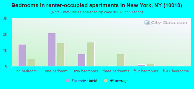 Bedrooms in renter-occupied apartments in New York, NY (10018) 