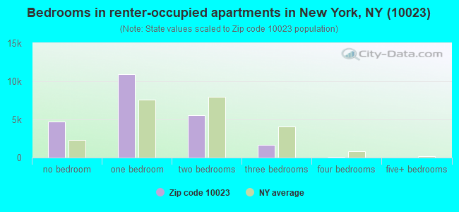 Bedrooms in renter-occupied apartments in New York, NY (10023) 