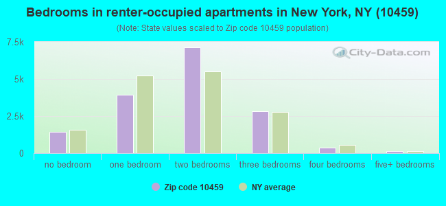 Bedrooms in renter-occupied apartments in New York, NY (10459) 