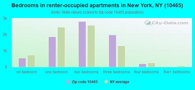 Bedrooms in renter-occupied apartments in New York, NY (10465) 
