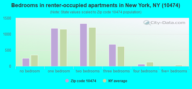 Bedrooms in renter-occupied apartments in New York, NY (10474) 
