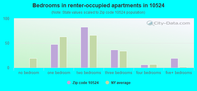 Bedrooms in renter-occupied apartments in 10524 